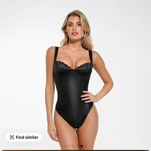 Popilush Black Lace Trim Bodysuit